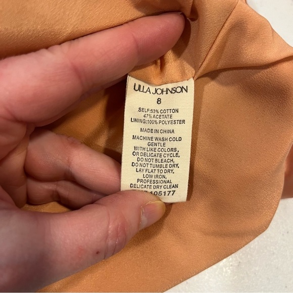 Ulla Johnson Silvana Dress Copper Satin Midi Long Sleeve Boho Sz 8 Cocktail NWT - Picture 14 of 16